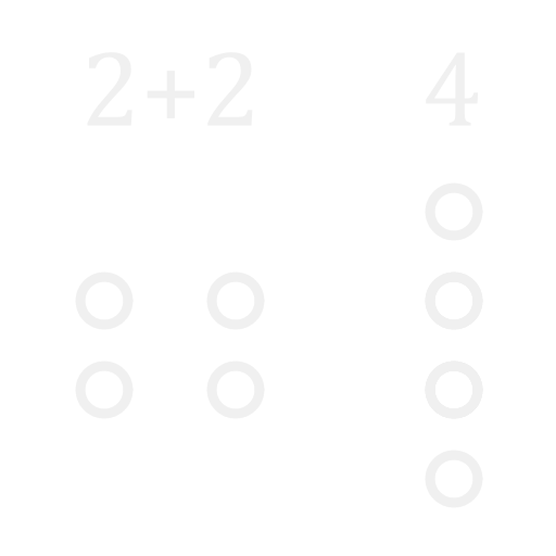 Representation of numbers as circles. On the left, two groups of two circles; on the right, one group of four.