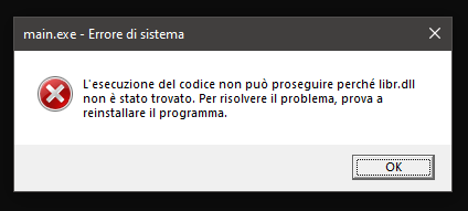 Windows complaining about a missing dll.
